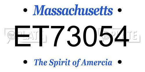 ET73054 Massachusetts License Plate