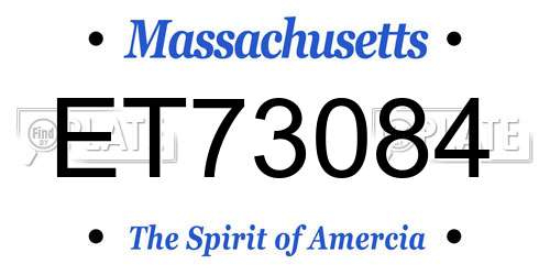 ET73084 Massachusetts License Plate