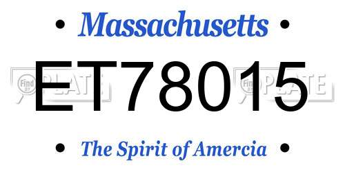 ET78015 Massachusetts License Plate