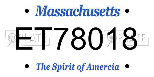 ET78018 Massachusetts License Plate