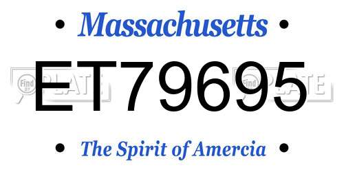 ET79695 Massachusetts License Plate