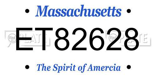 ET82628 Massachusetts License Plate