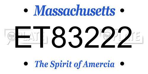 ET83222 Massachusetts License Plate
