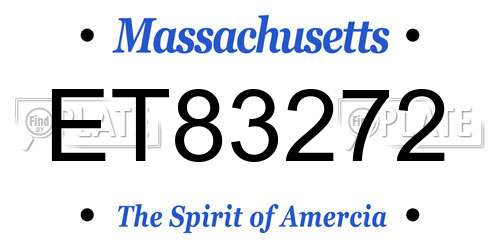 ET83272 Massachusetts License Plate