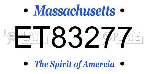 ET83277 Massachusetts License Plate