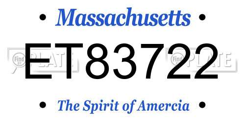 ET83722 Massachusetts License Plate