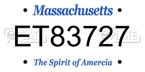 ET83727 Massachusetts License Plate