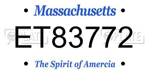 ET83772 Massachusetts License Plate