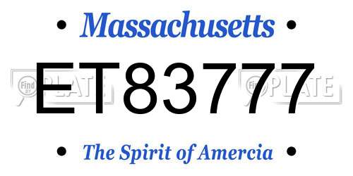 ET83777 Massachusetts License Plate