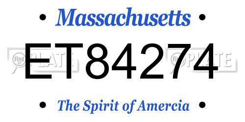 ET84274 Massachusetts License Plate