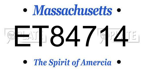 ET84714 Massachusetts License Plate