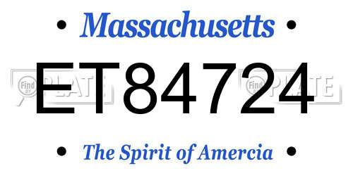 ET84724 Massachusetts License Plate