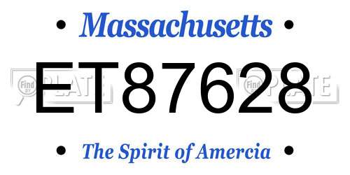 ET87628 Massachusetts License Plate