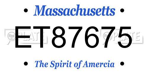 ET87675 Massachusetts License Plate