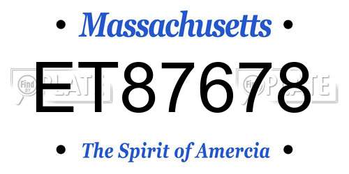 ET87678 Massachusetts License Plate