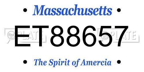 ET88657 Massachusetts License Plate