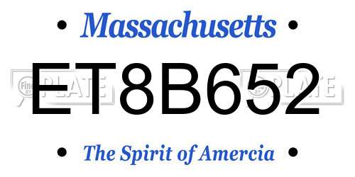 ET8B652 Massachusetts License Plate