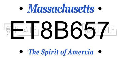ET8B657 Massachusetts License Plate