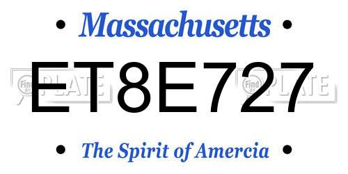ET8E727 Massachusetts License Plate