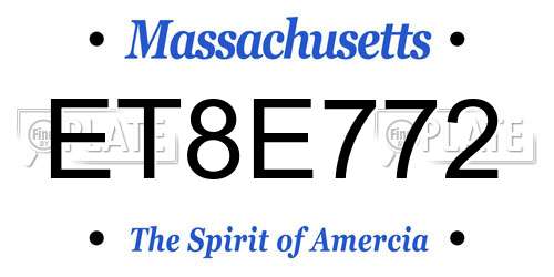ET8E772 Massachusetts License Plate