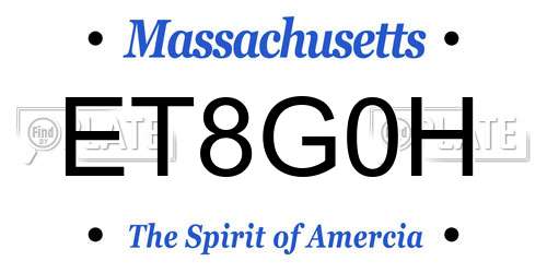 ET8G0H Massachusetts License Plate