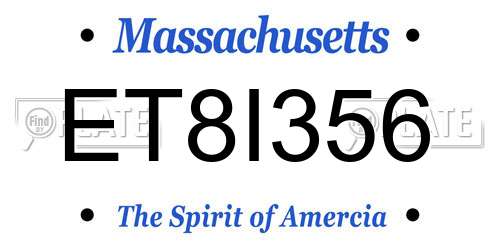ET8I356 Massachusetts License Plate