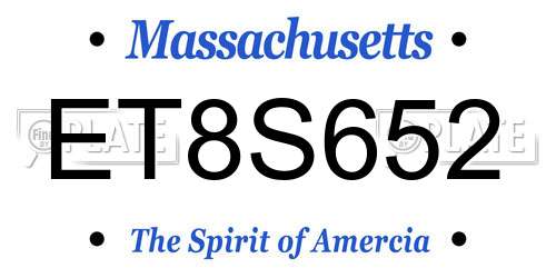 ET8S652 Massachusetts License Plate