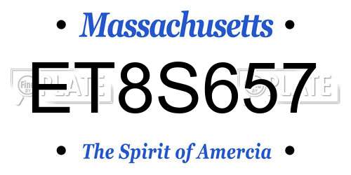 ET8S657 Massachusetts License Plate