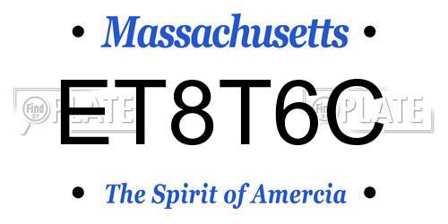 ET8T6C Massachusetts License Plate
