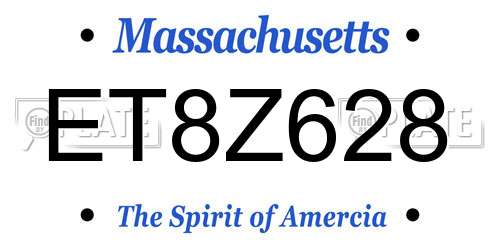 ET8Z628 Massachusetts License Plate