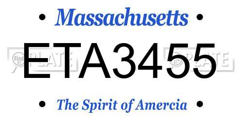 ETA3455 Massachusetts License Plate