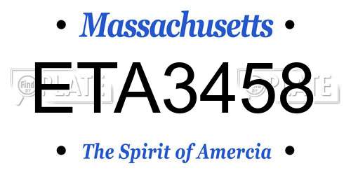 ETA3458 Massachusetts License Plate