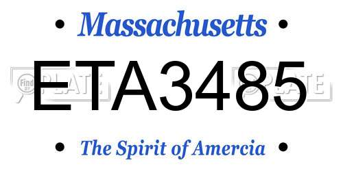ETA3485 Massachusetts License Plate