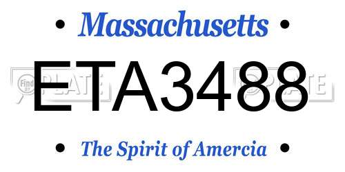 ETA3488 Massachusetts License Plate