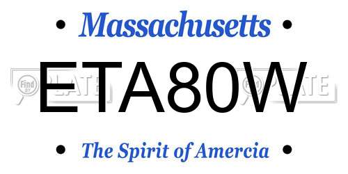 ETA80W Massachusetts License Plate