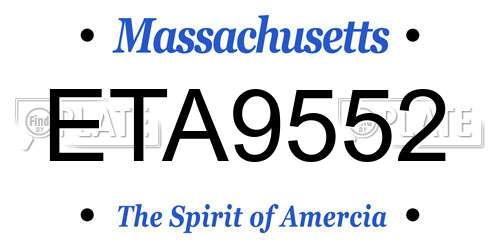 ETA9552 Massachusetts License Plate