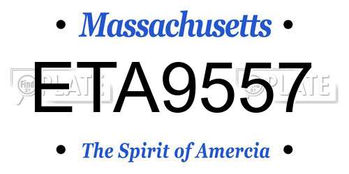 ETA9557 Massachusetts License Plate
