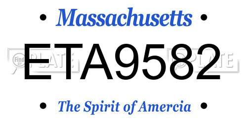 ETA9582 Massachusetts License Plate