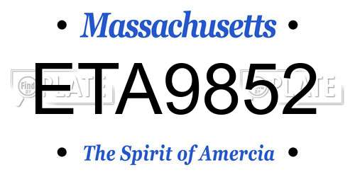 ETA9852 Massachusetts License Plate