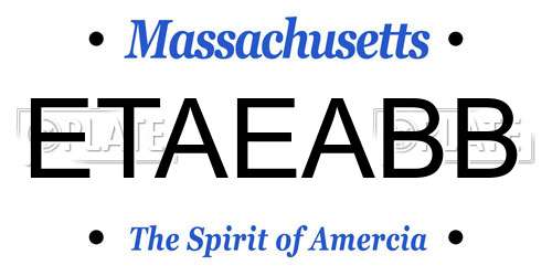 ETAEABB Massachusetts License Plate