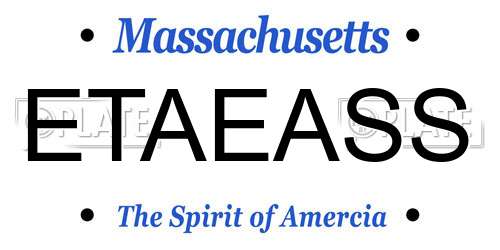 ETAEASS Massachusetts License Plate
