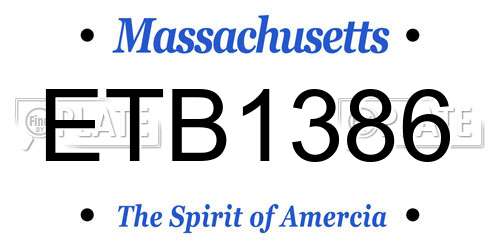 ETB1386 Massachusetts License Plate