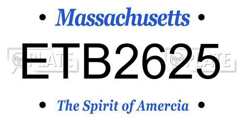 ETB2625 Massachusetts License Plate