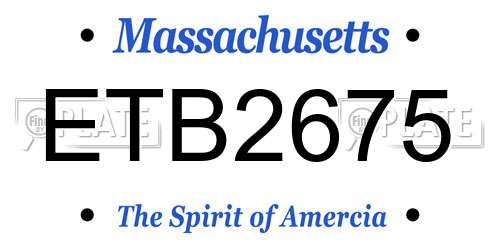 ETB2675 Massachusetts License Plate