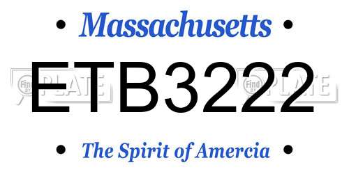 ETB3222 Massachusetts License Plate