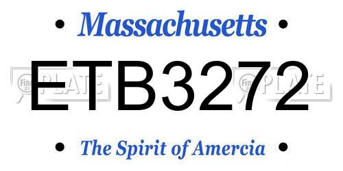 ETB3272 Massachusetts License Plate