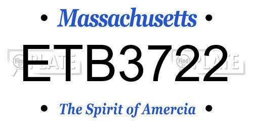 ETB3722 Massachusetts License Plate
