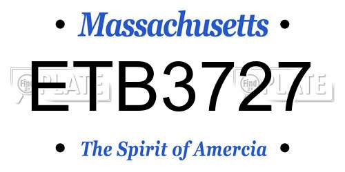 ETB3727 Massachusetts License Plate