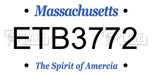 ETB3772 Massachusetts License Plate