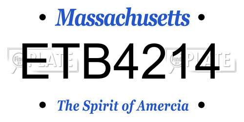 ETB4214 Massachusetts License Plate
